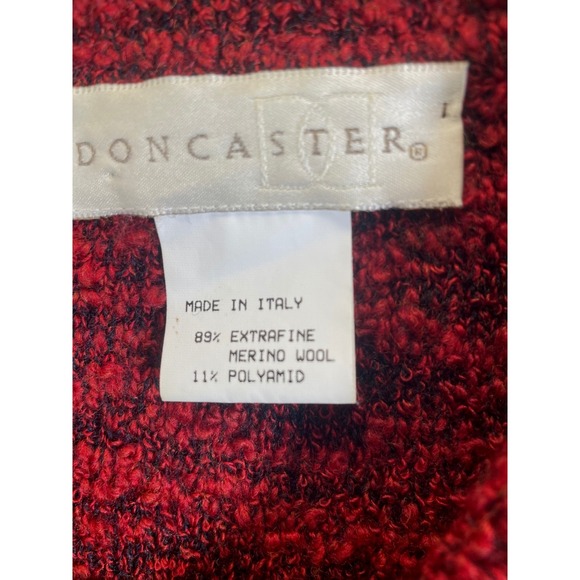DONCASTER Women's Red Textured Merino Wool Blend Button Front Cardigan Sweater L - Picture 9 of 9